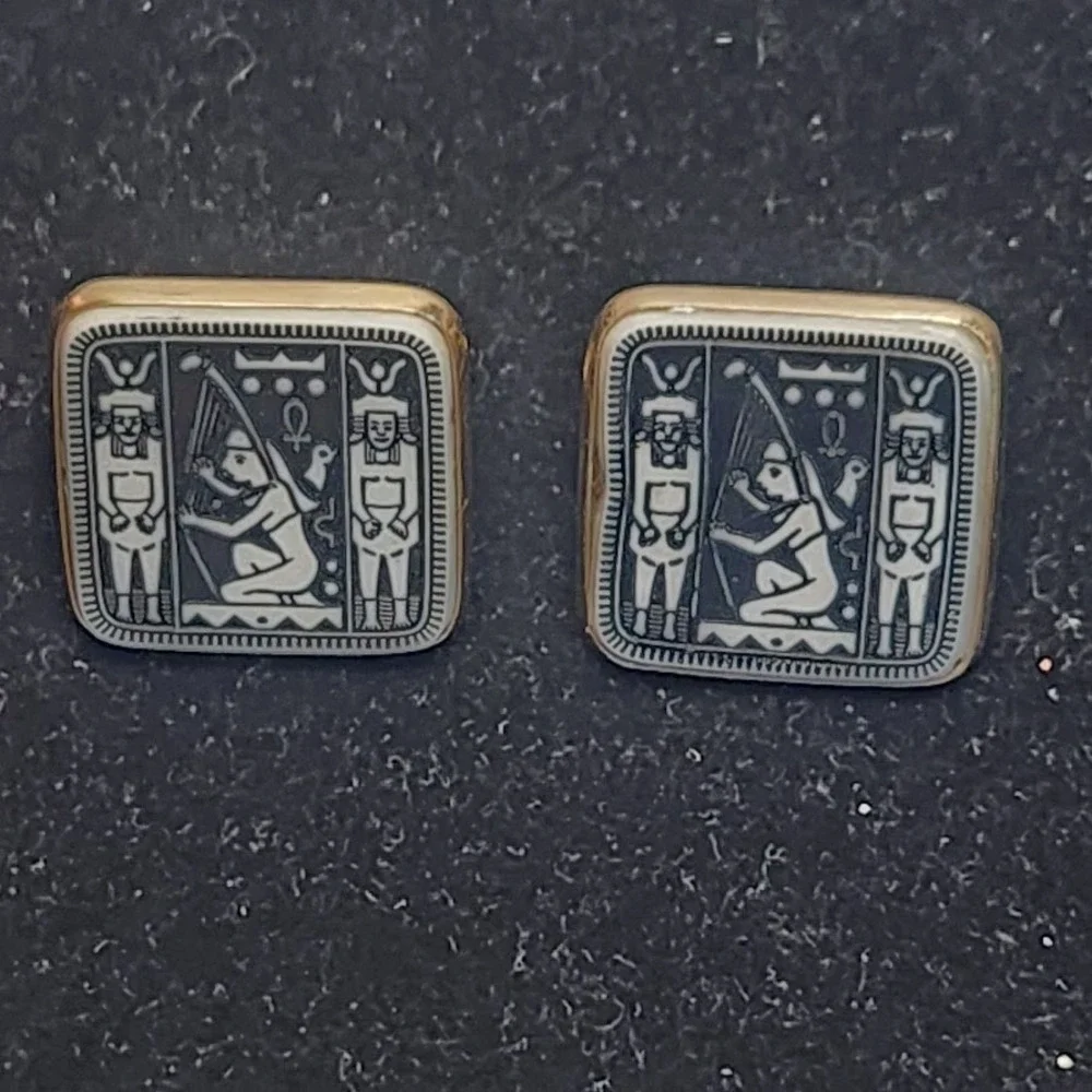 Egyptian Revival Panel Cufflinks‎